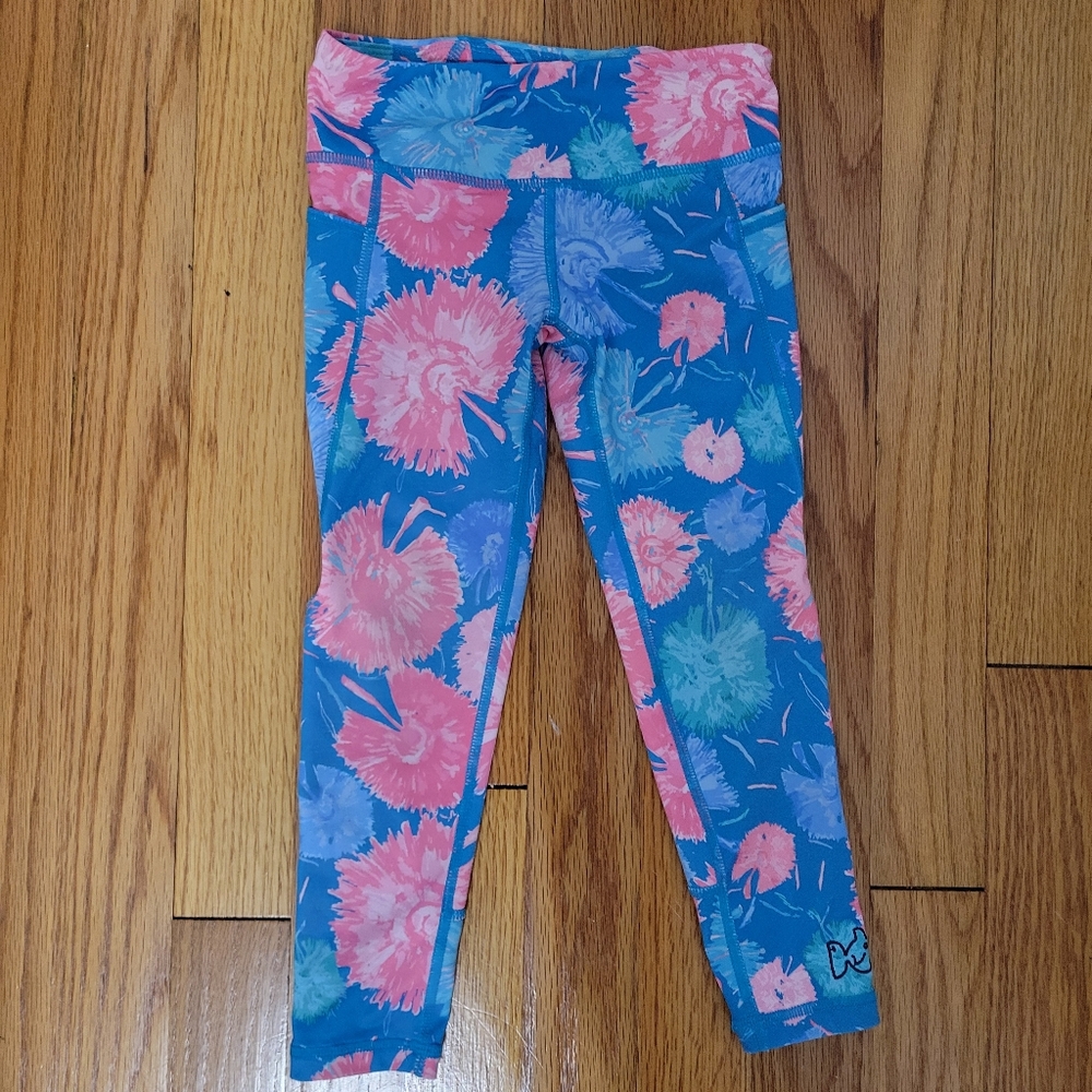 Prodoh Toddler Girl Leggings Sz 3T Palm Frond Pink & Blue Marquin Collab UPF 50+